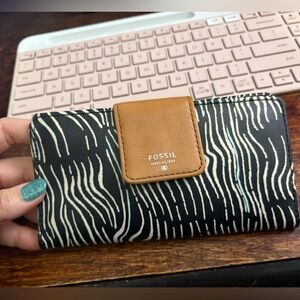 Fossil Zebra Stripe Black and Brown Wallet